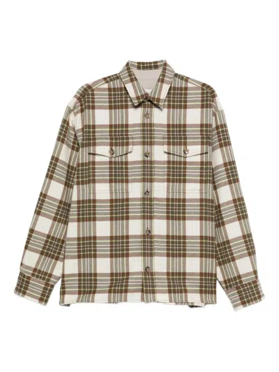 Ami Alexandre Mattiussi Ami Paris Wool Checked Overshirt In Nude