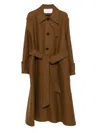 Ami Alexandre Mattiussi Long Wool Coat Featuring Self-tie Belt In Brown
