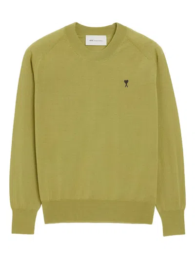 Ami Alexandre Mattiussi Ami Paris Wool Crewneck Sweater Adc In Green