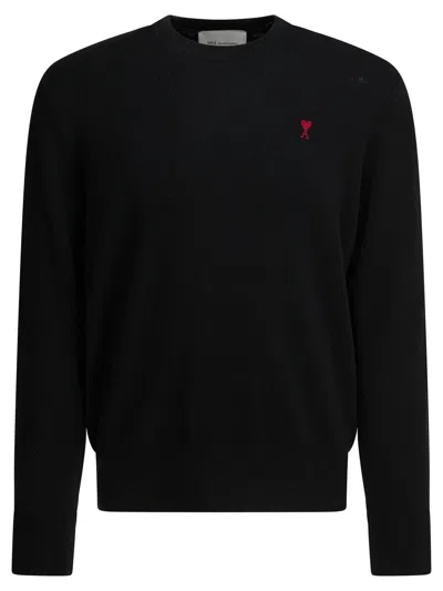 Ami Alexandre Mattiussi Ami Paris Wool Crewneck Sweater In Black
