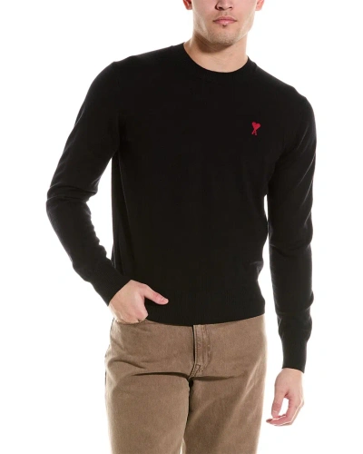 Pre-owned Ami Alexandre Mattiussi Ami Paris Wool Crewneck Sweater Men's In Black