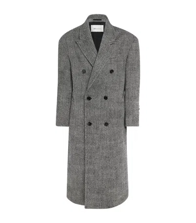 Ami Alexandre Mattiussi Ami Paris Wool Double-breasted Overcoat In Gray