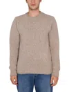 Ami Alexandre Mattiussi Soft Cable Knit Sweater With Classic Crew Neckline In Beige