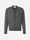Shop Ami Alexandre Mattiussi Ami Paris Wool Knitted Cardigan In Grey