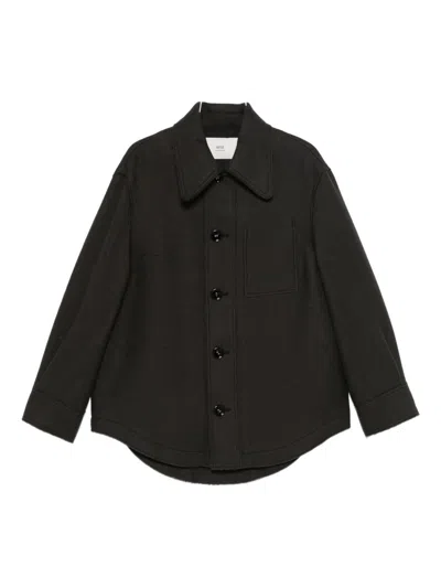 Ami Alexandre Mattiussi Ami Paris Wool Overshirt Jacket In Black