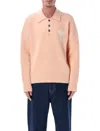 Ami Alexandre Mattiussi Ami Paris Powder Pink Ami De Coeur Polo Sweater Men In Pink