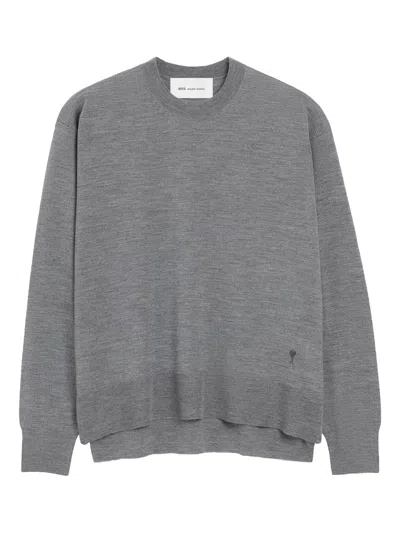 Ami Alexandre Mattiussi Ami Paris Wool Silk Crewneck Sweater Adc In Blue