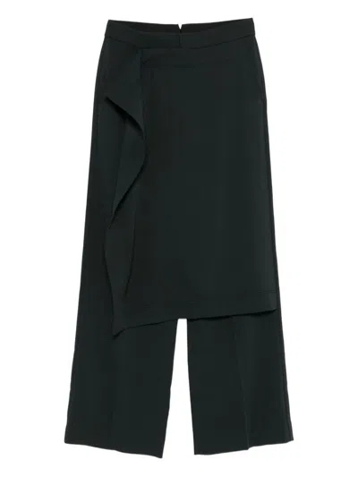 Ami Alexandre Mattiussi Wool Trousers Layered Asymmetrical Design In Black