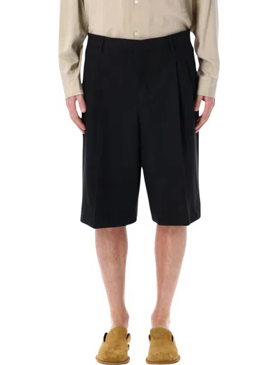 Ami Alexandre Mattiussi Ami Paris Ami Paris Wool Wide Bermuda Shorts In Black