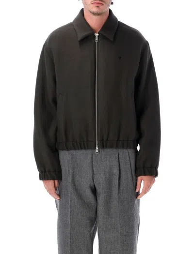 Ami Alexandre Mattiussi Ami Paris Wool Zip-up Jacket In Brown