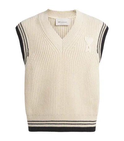Ami Alexandre Mattiussi Ami Paris Wool-cotton Ami De Coeur Sweater Vest In White