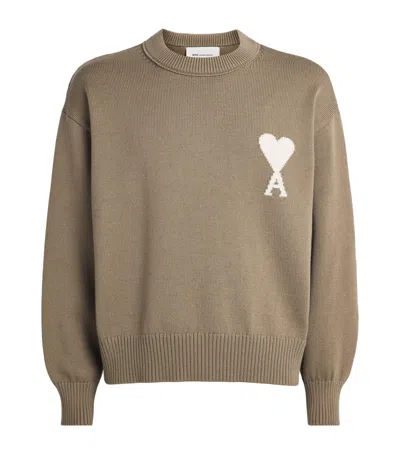 Ami Alexandre Mattiussi Ami Paris Wool-cotton Ami De Coeur Sweater In White