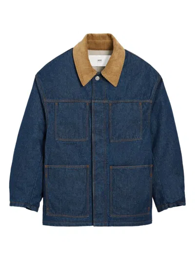 Ami Alexandre Mattiussi Ami Paris Denim Padded Jacket In Blue