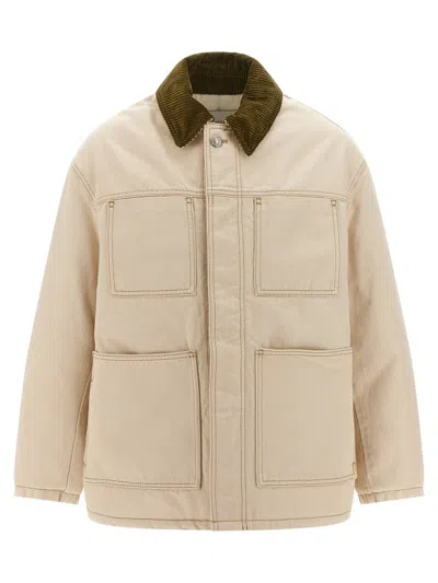 Ami Alexandre Mattiussi Worker Puffer Jackets Beige In Gold