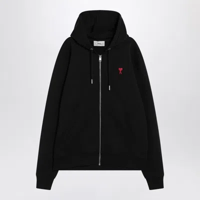 Ami Alexandre Mattiussi Ami Paris Zip-up Sweatshirt Ami De Coeur Black Men