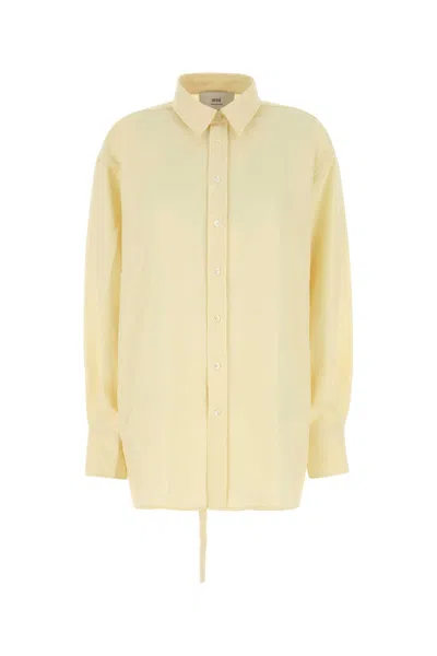 Ami Alexandre Mattiussi Ami Pastel Yellow Wool Oversize Shirt