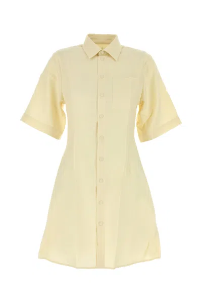 Ami Alexandre Mattiussi Ami Paris Pastel Yellow Wool Shirt Dress