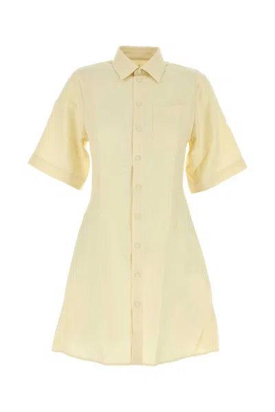 Ami Alexandre Mattiussi Ami Paris Pastel Yellow Wool Shirt Dress