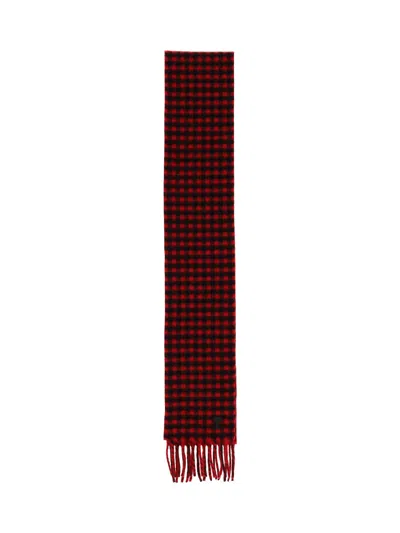 Ami Alexandre Mattiussi Ami Plaid Wool Scarf With Fringe In Neutral