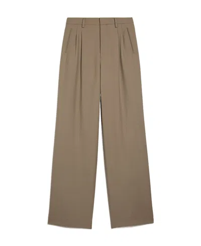 Ami Alexandre Mattiussi Ami Pleat Detailed Straight-leg Trousers In Brown