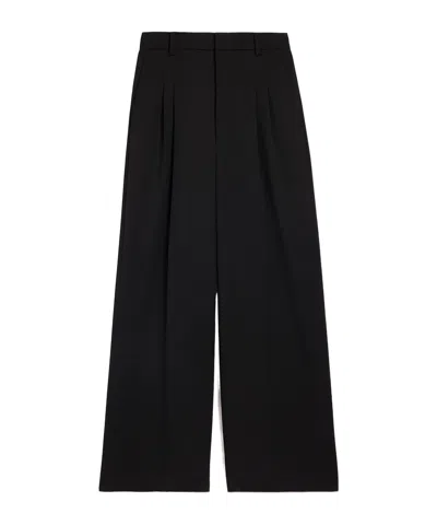 Ami Alexandre Mattiussi Ami Pleated Front Wide-leg Trousers In Black