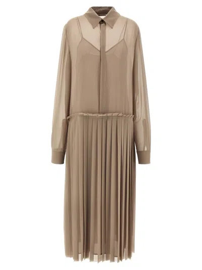 AMI ALEXANDRE MATTIUSSI AMI 'PLEATED MIDI' DRESS