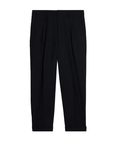 Ami Alexandre Mattiussi Ami Pleated Turn-up Brim Trousers In Black