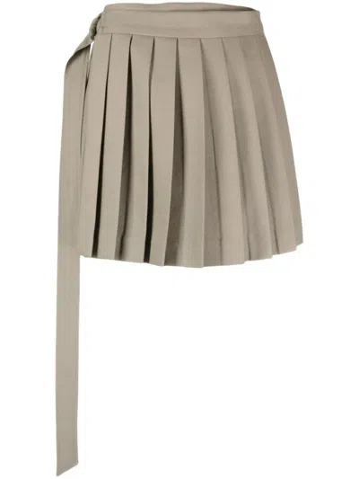 Ami Alexandre Mattiussi Ami Pleated Wool Wrap Mini Kilt In Gray