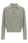 Ami Alexandre Mattiussi Ami Paris Grey Wool And Alpaca Polo Sweater Ami Paris In Gray