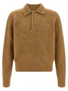 Ami Alexandre Mattiussi Ami Paris Polo In Alpaca And Wool In Brown