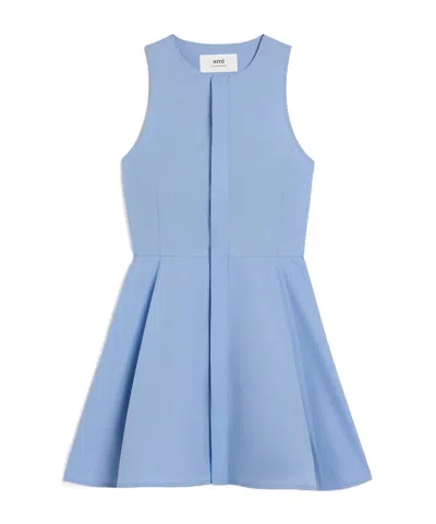 Ami Alexandre Mattiussi Short Dress With Hidden Tab Blue For Women