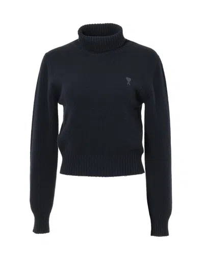 Ami Alexandre Mattiussi Ami Recycled Cashmere Turtleneck Sweater In Black