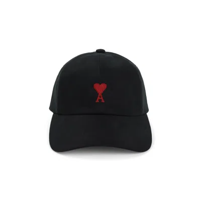 Ami Alexandre Mattiussi Ami Red Adc Embroidery Hat Men In Black