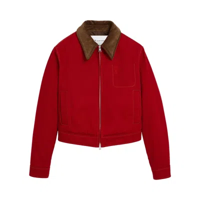 Pre-owned Ami Alexandre Mattiussi Ami Red Cotton Zipped Jacket With De Coeur 'ruby Red' | Women's Size Xl