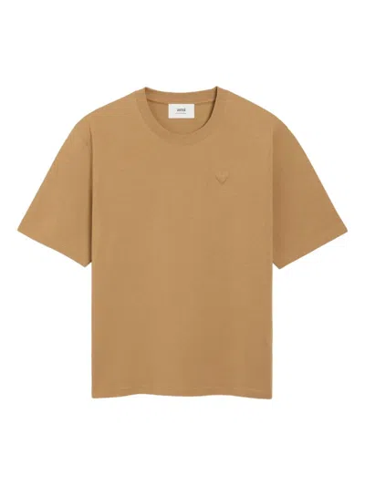 Ami Alexandre Mattiussi Ami Relaxed Fit Cotton T-shirt With Embroidery In Neutral