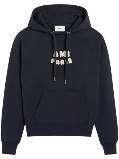 Ami Alexandre Mattiussi Ami Paris Patch Hoodie In Navy Blue