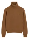 Ami Alexandre Mattiussi Ami Roll-neck Sweater With Ribbed Texture In Brown