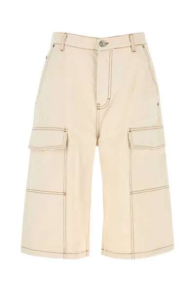 Ami Alexandre Mattiussi Ami Sand Denim Bermuda Shorts In Neutral