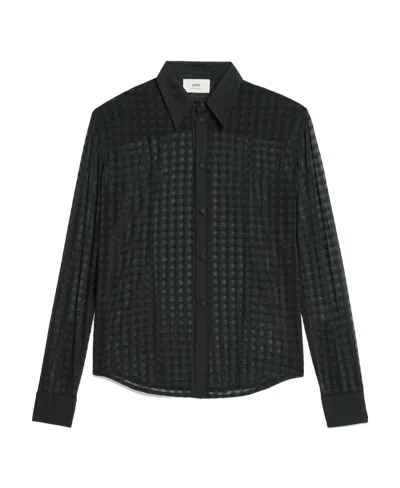 Ami Alexandre Mattiussi Ami Semi-sheer Buttoned Shirt In Black