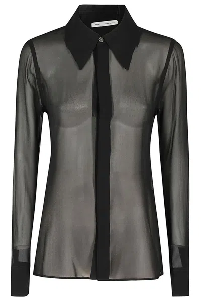 Ami Alexandre Mattiussi Ami Sheer Collared Long In Black