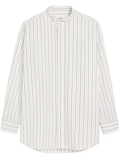 Ami Alexandre Mattiussi White Striped Shirt With Wingtip Collar