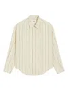Ami Alexandre Mattiussi Beige Cotton Ami De Coeur Boxy Fit Striped Shirt Beige In Neutral