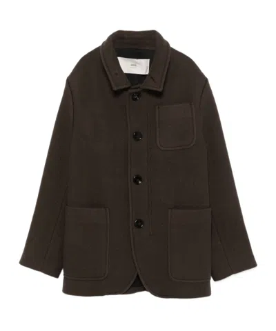 AMI ALEXANDRE MATTIUSSI AMI SINGLE-BREASTED OVERSIZED COAT