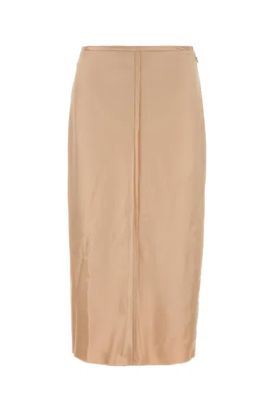 Ami Alexandre Mattiussi Ami Paris Skin Pink Stretch Satin Skirt In Brown