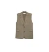 Ami Alexandre Mattiussi Ami Sleeveless Tailored Blazer With Notch Lapel In Brown