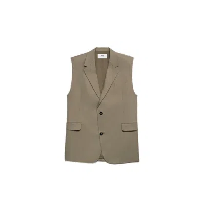 AMI ALEXANDRE MATTIUSSI AMI SLEEVELESS TAILORED BLAZER WITH NOTCH LAPEL