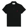 Ami Alexandre Mattiussi Ami Paris Men Black Polo Shirt With Adc Embroidery At The Front In Cotton Man In Black