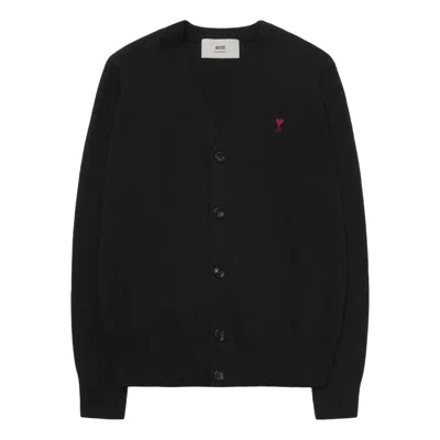 Ami Alexandre Mattiussi Ami Small Heart Logo Wool Cardigan 'black'