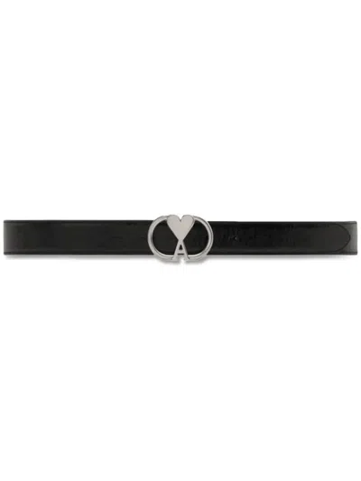 Ami Alexandre Mattiussi Ami Smooth Black Cow Leather Belt