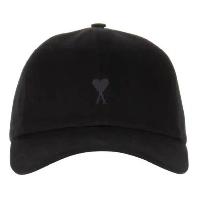 Ami Alexandre Mattiussi Ami Ss26 Ami De Coeur Cotton Gabardine Cap 'black'